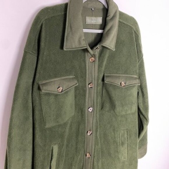 Blank NYC Long Fleece Shacket Jacket Green Womens 2X - Picture 4 of 8